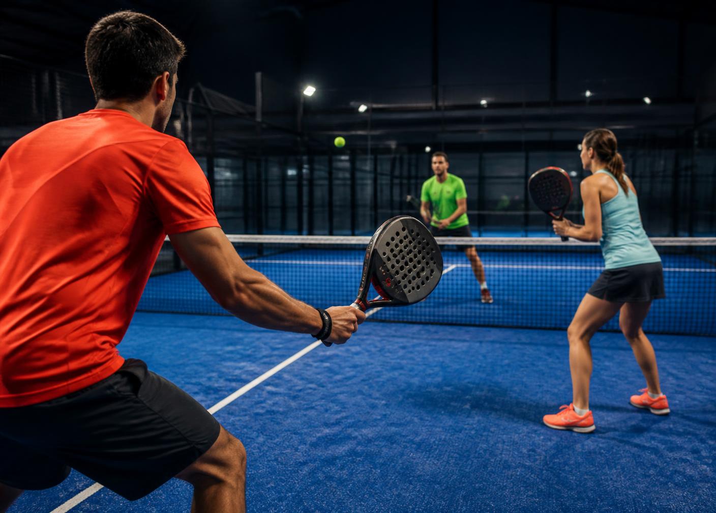 Maestro di padel con un gruppo di allievi